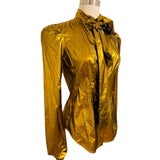 L’wren Scott Allegory of Love Gold Metallic Bow Shirt Sz 40