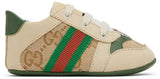 Gucci Beige Screener Laced Logo Sneakers Sz 19