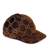 Gucci GG Supreme Logo Brown Velvet Hat Sz L