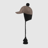 Gucci Houndstooth Hat w/Ear Flaps Tassels Sz L 59