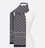 Christian Dior Logo Navy Cashmere Scarf