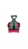 Balmain Striped Crop Knit Halter Top Sz 38