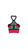 Balmain Striped Crop Knit Halter Top Sz 38