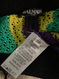 Balmain High Waist Striped Flared Crochet Pants Sz 36