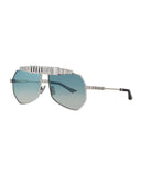 Anna-Karin Karlsson Le Boss Aviator Sunglasses w/ Baguette Crystal Trim