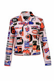 Moschino Highway 95 Printed Biker Jacket Sz XS