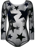 ALEXIA HENTSCH Star Patches Tulle Bodysuit Sz XS