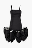 Designer Black Satin Bow Dress Sz Sm