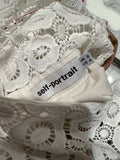 Self Portrait Long White Pleated Crochet Dress as XS