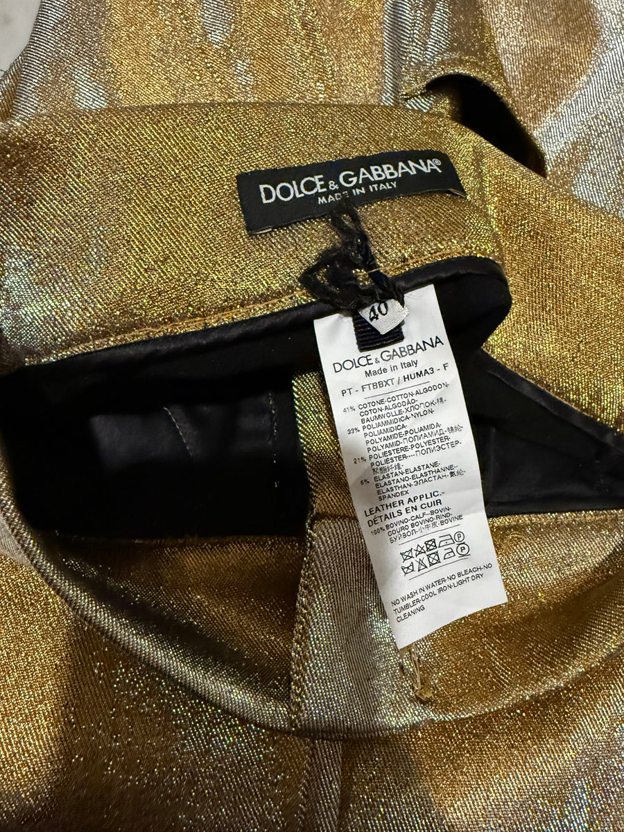 【SALE】DOLCE&GABBANA l ゴールド スラックス Dolce and Gabbana Gold Lame Skinny Pants Sz XS – Wopsters Closet