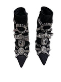 Roger Vivier Crystal Satin Ankle Boots Sz 38.5