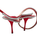 Mach & Mach Crystal Heart Satin Red Pumps Sz 38.5