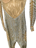 Charbel Zoe Custom Crystal & Tulle Catsuit Sz small