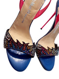 Nando Muzi Neon Crystal Flame Slingback Heels sz 39