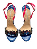 Nando Muzi Neon Crystal Flame Slingback Heels sz 39