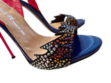 Nando Muzi Neon Crystal Flame Slingback Heels sz 39