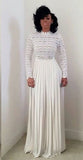 Self Portrait Long White Pleated Crochet Dress as XS