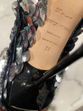 Sergio Rossi Silver Sequin Ankle Boots Sz 39