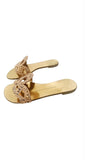 Giuseppe Zanotti Rose Gold Turchesite Crystal Flat Sandals Sz 39