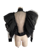 Kaimin Ruffle Sheer Tulle Jacket Sz Sm