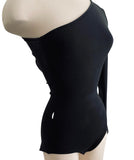 David Koma Black Studded One Shoulder Bodysuit Sz XSmall