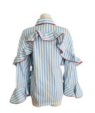 Off White Virgil Abloh Striped Ruffle Shirt Sz 38