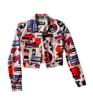 Moschino Highway 95 Printed Biker Jacket Sz XS