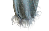 LESLIE AMON Laurie feather crystal-embellished mini dress Sz Xs