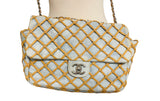 Chanel Denim & Leather Canebiers Net Jumbo Classic Flap Bag