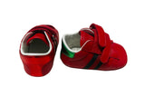 Gucci Red Web Leather Newborn Strap Sneakers Sz 17