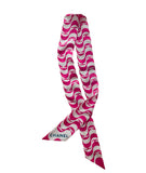 Chanel Pink Logo Silk Twilly Bandeau Scarf