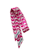 Chanel Pink Logo Silk Twilly Bandeau Scarf