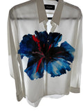 Dsquared2 Hibiscus White Button Down Slim Shirt Sz 50