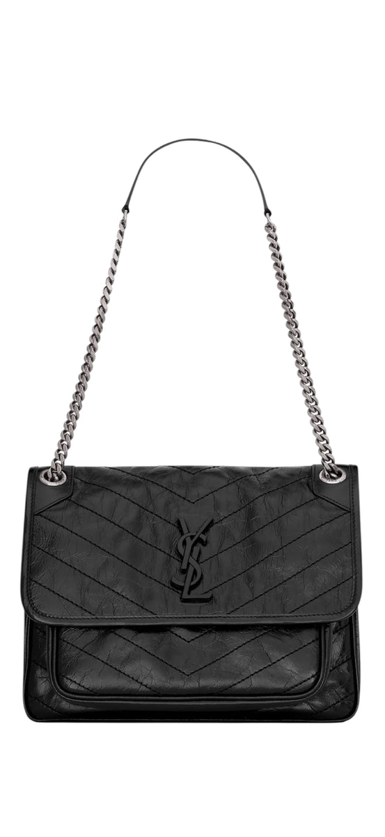 Saint Laurent YSL Black Niki Medium Vintage Leather Purse