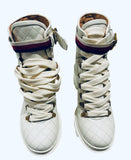 Gucci White Leather Trip Ankle Boots SZ 38.5
