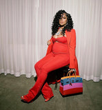 Designer Red Cutout Jumpsuit Sz med
