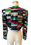 AJ BARI Vintage Sequin Multicolored Crop Jacket Sz 6