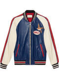 Gucci Blue Pool Patch Leather Jacket Sz XL