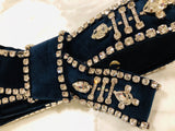 Dsquared2 Velvet Rhinestone Runway Belt Sz 75