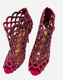 Sergio Rossi Pink Mermaid Crystal Booties Sz 37.5