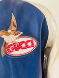 Gucci Blue Pool Patch Leather Jacket Sz XL