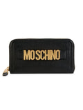 Moschino Black Pebbled Leather Zip-Around Wallet