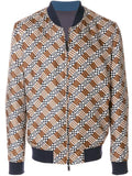 Fendi Silk Logo Damier Bomber Jacket  Sz 54