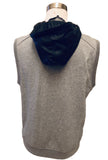 Daniel Won Gray Leather /Cotton Hooded Sweatshirt Sz L