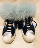 Fendi Karlito Leather Monster Aquamarine Sneakers Sz 38
