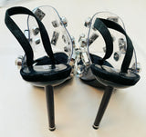 Alexander Wang Clear Kaia Jeweled Slingback Sandals 38