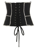 AREA Black Crystal Cut Out Corset Top Sz 2