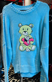 AMIRI Blue Teddy Bear Sweater Sz XL