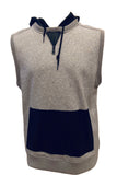 Daniel Won Gray Leather /Cotton Hooded Sweatshirt Sz L