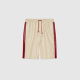 Gucci Blue Tan Patch Leather Shorts Sz XL